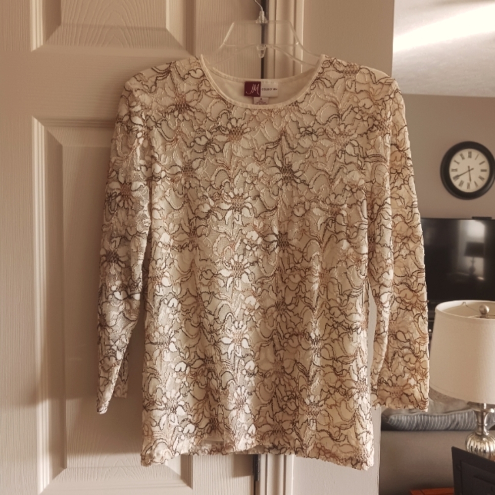 JM Collection Cream Lace Blouse